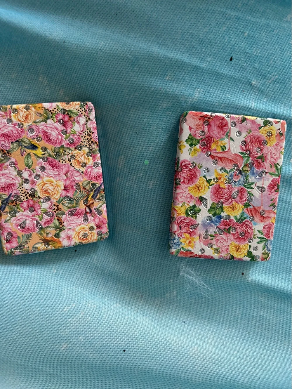 Floral Double Mirror Compact - Pink & Yellow Rose Pattern